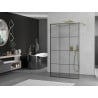 Mexen Kioto paroi de douche autoportante 120 x 200 cm, grille noire 8 mm, or - 800-120-002-50-77