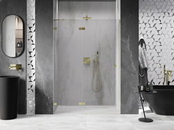 Mexen Lunar porte de douche pivotante gauche 140 cm, transparent, or brossé - 834-140-000-55-00-L