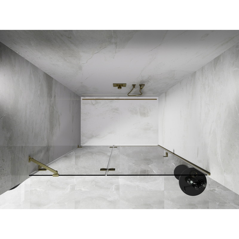 Mexen Lunar porte de douche pivotante gauche 140 cm, transparent, or brossé - 834-140-000-55-00-L