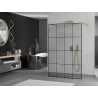 Paroi de douche autoportante Mexen Kioto 130 x 200 cm, grille noire 8 mm, dorée - 800-130-002-50-77