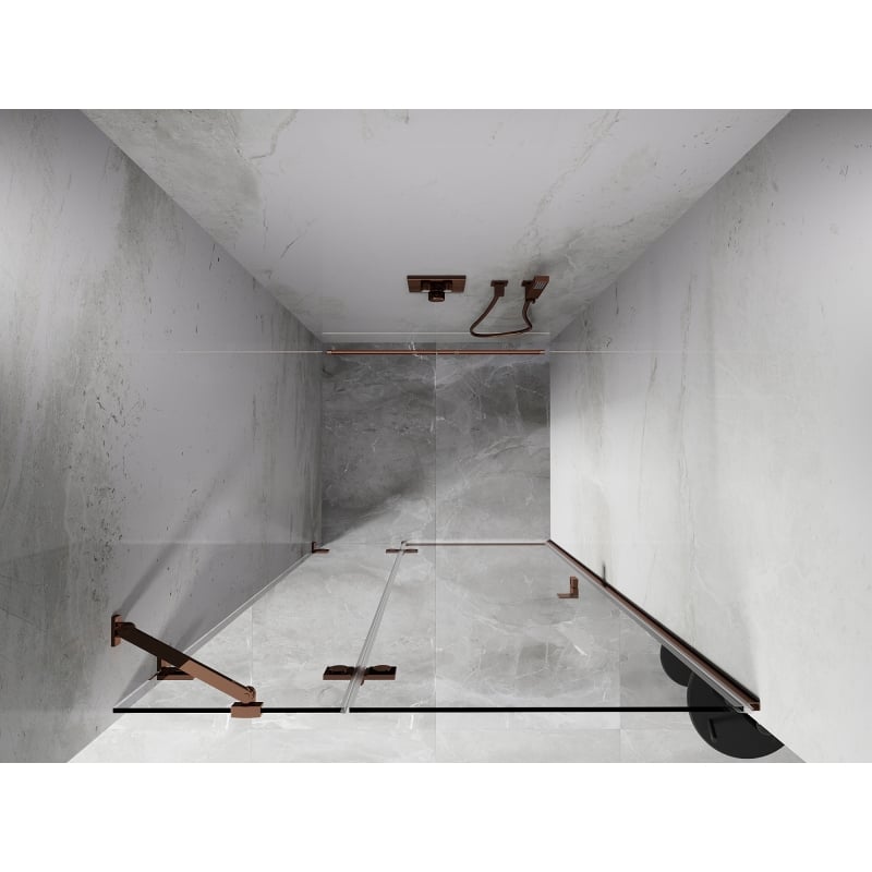 Mexen Lunar porte de douche pivotante gauche 120 cm, transparent, or rose - 834-120-000-60-00-L