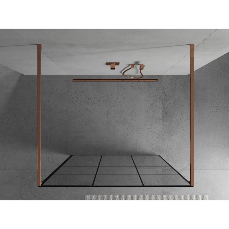 Mexen Kioto cloison de douche autoportante 100 x 200 cm, grille noire 8 mm, or rose - 800-100-002-60-77