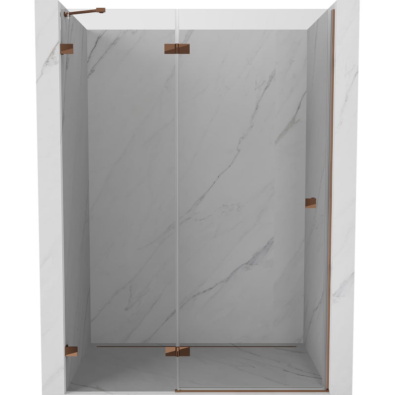 Mexen Lunar porte de douche pivotante gauche 130 cm, transparent, or rose - 834-130-000-60-00-L