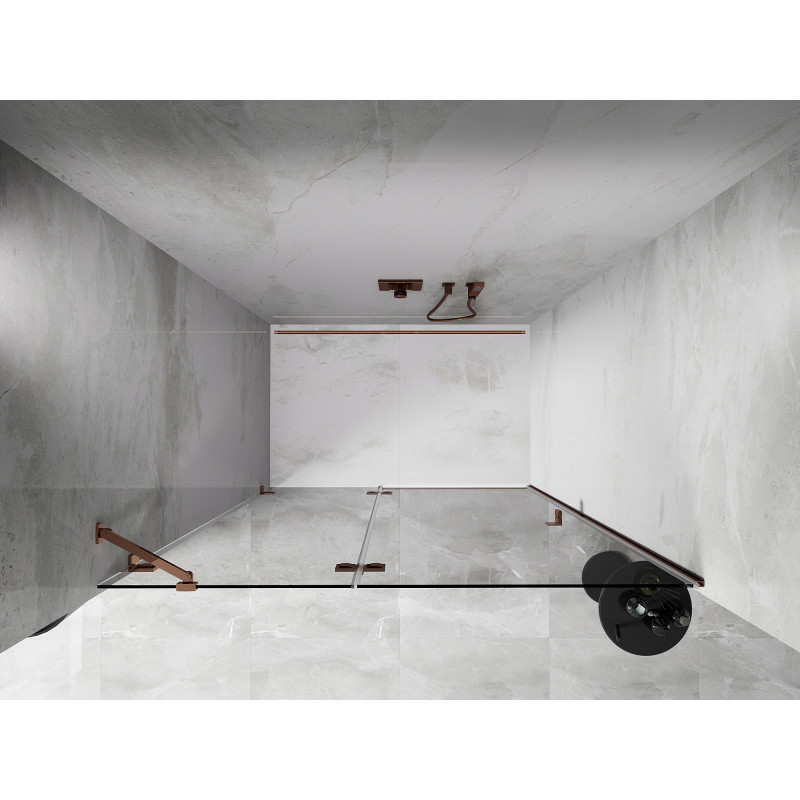Mexen Lunar porte de douche pivotante gauche 130 cm, transparent, or rose - 834-130-000-60-00-L