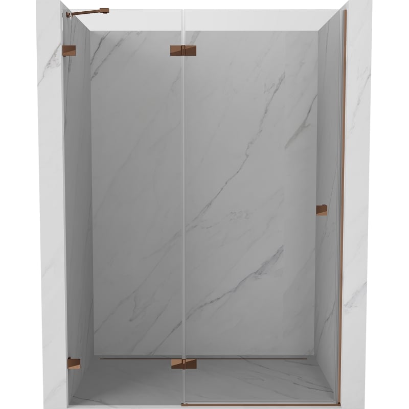 Mexen Lunar porte de douche pivotante gauche 140 cm, transparent, or rose - 834-140-000-60-00-L