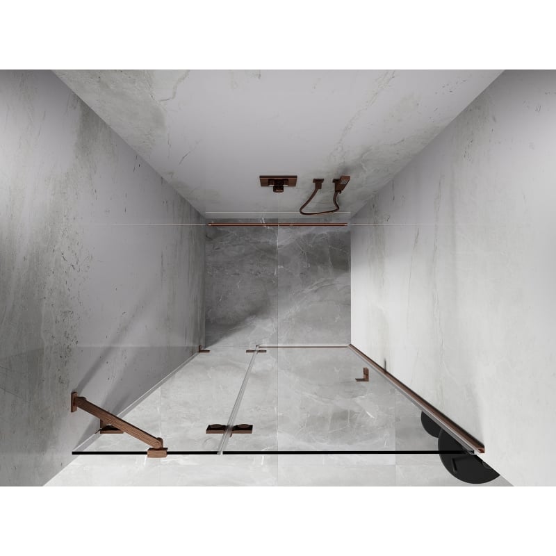 Mexen Lunar porte de douche pivotante gauche 75 cm, transparent, cuivre brossé - 834-075-000-65-00-L