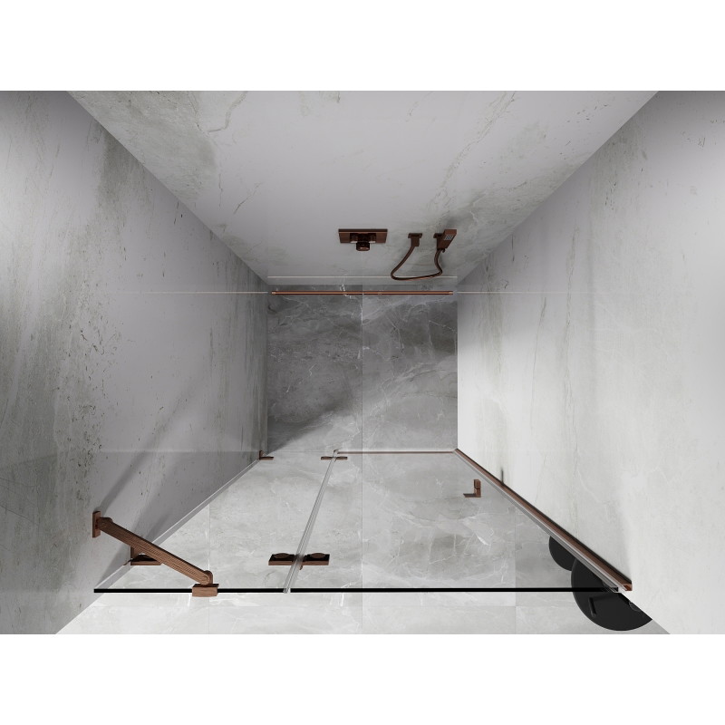 Mexen Lunar porte de douche pivotante gauche 85 cm, transparent, cuivre brossé - 834-085-000-65-00-L