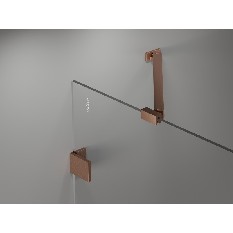 Mexen Lunar porte de douche pivotante gauche 85 cm, transparent, cuivre brossé - 834-085-000-65-00-L