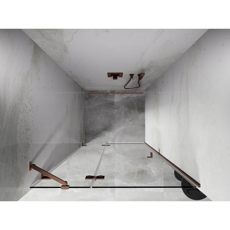 Mexen Lunar porte de douche battante gauche 90 cm, transparent, cuivre brossé - 834-090-000-65-00-L