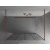 Mexen Kioto paroi de douche autoportante 130 x 200 cm, grille noire 8 mm, or rose - 800-130-002-60-77