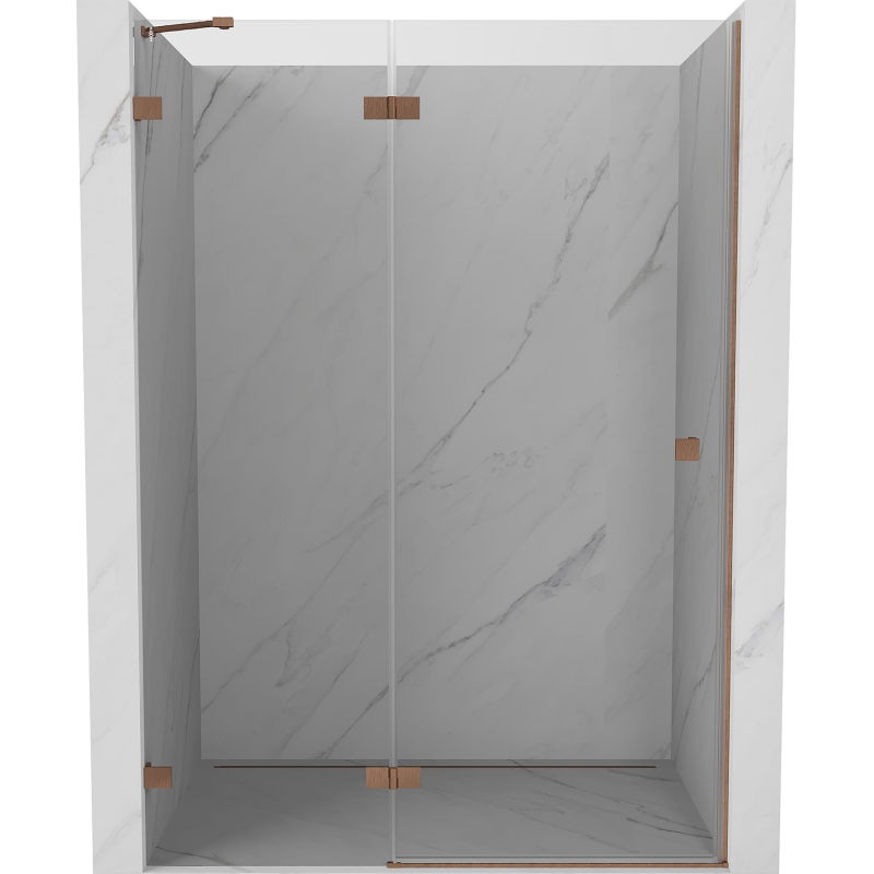 Mexen Lunar porte de douche pivotante gauche 135 cm, transparent, cuivre brossé - 834-135-000-65-00-L