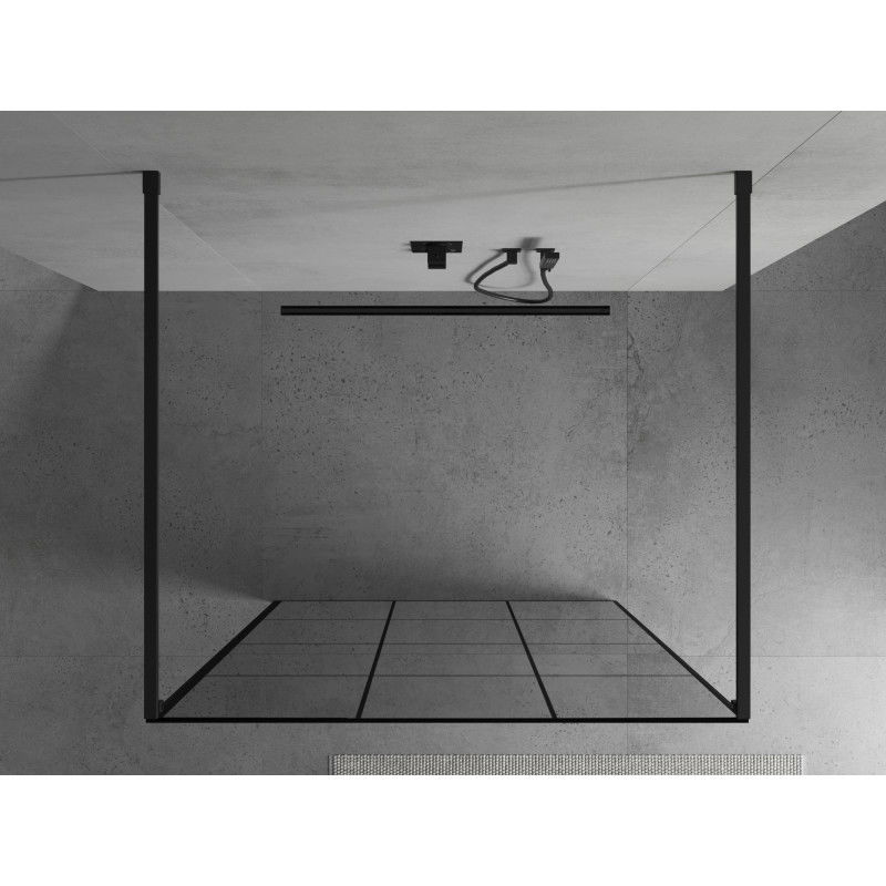 Mexen Kioto paroi de douche autoportante 110 x 200 cm, grille noire 8 mm, noire - 800-110-002-70-77