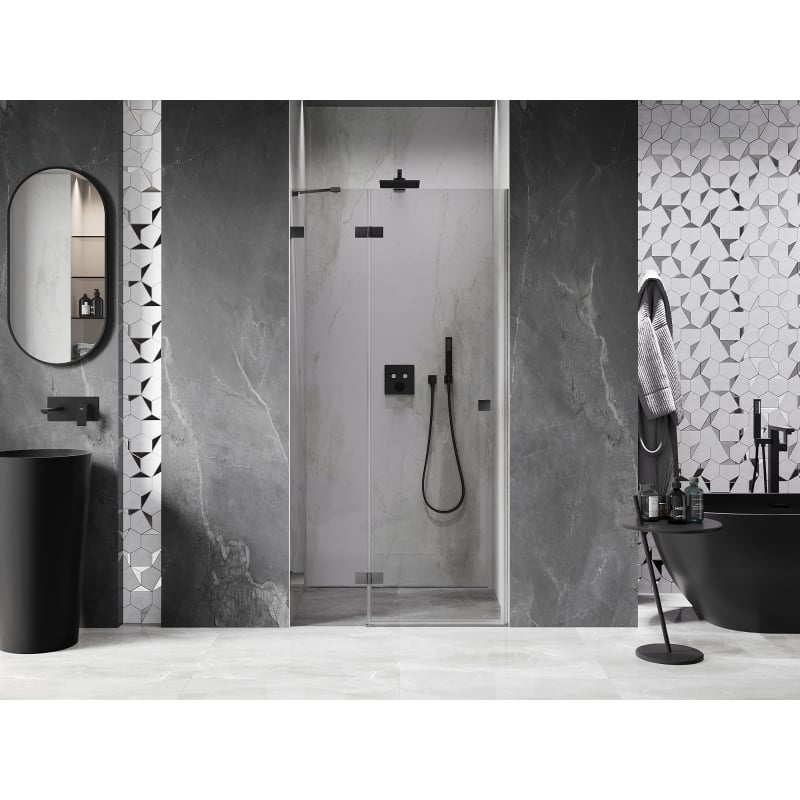 Mexen Lunar porte de douche pivotante gauche 75 cm, transparent, gris canon brossé - 834-075-000-66-00-L