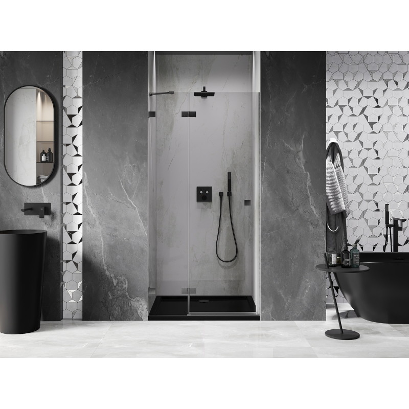 Mexen Lunar porte de douche pivotante gauche 80 cm, transparent, gris canon brossé - 834-080-000-66-00-L