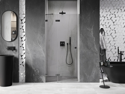 Mexen Lunar porte de douche pivotante gauche 95 cm, transparent, gris canon brossé - 834-095-000-66-00-L