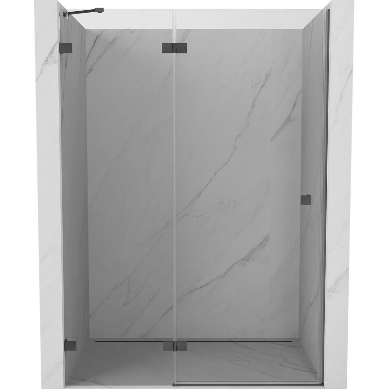Mexen Lunar porte de douche battante gauche 135 cm, transparent, gris canon brossé - 834-135-000-66-00-L