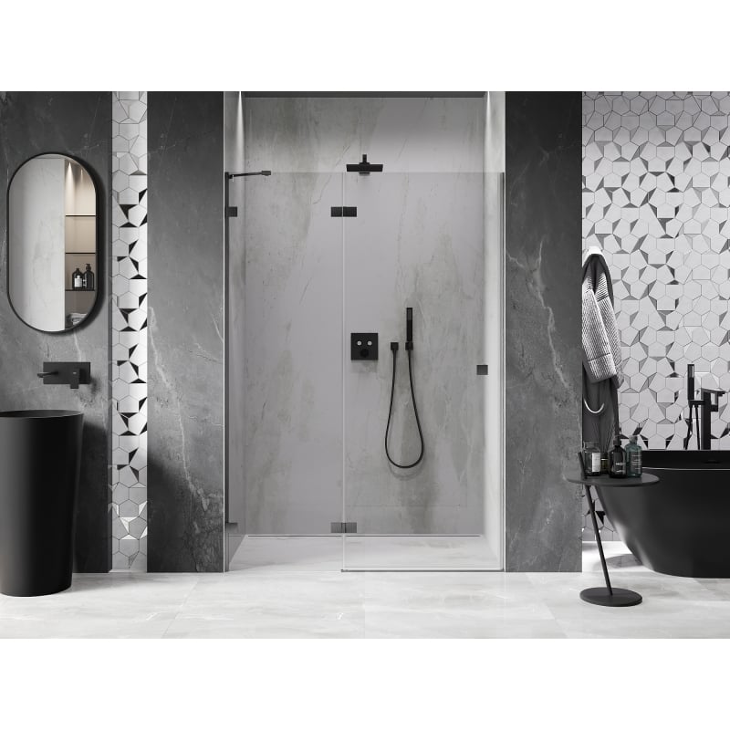 Mexen Lunar porte de douche pivotante gauche 140 cm, transparent, gris canon brossé - 834-140-000-66-00-L