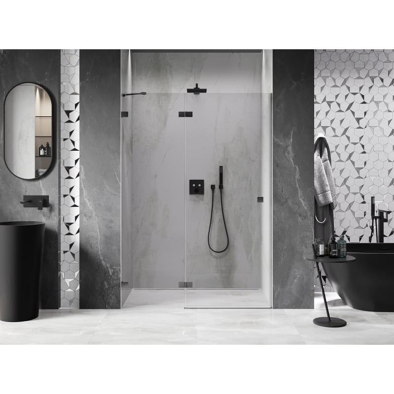 Mexen Lunar porte de douche pivotante gauche 140 cm, transparent, gris canon brossé - 834-140-000-66-00-L