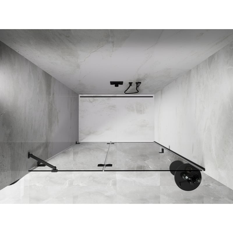 Mexen Lunar porte de douche pivotante gauche 140 cm, transparent, gris canon brossé - 834-140-000-66-00-L