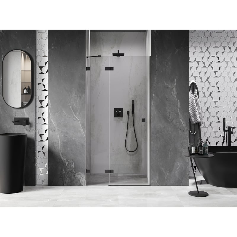 Mexen Lunar porte de douche pivotante gauche 70 cm, transparent, noir - 834-070-000-70-00-L
