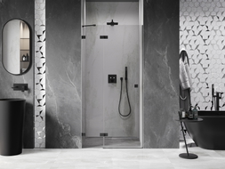 Mexen Lunar porte de douche battante gauche 75 cm, transparent, noir - 834-075-000-70-00-L