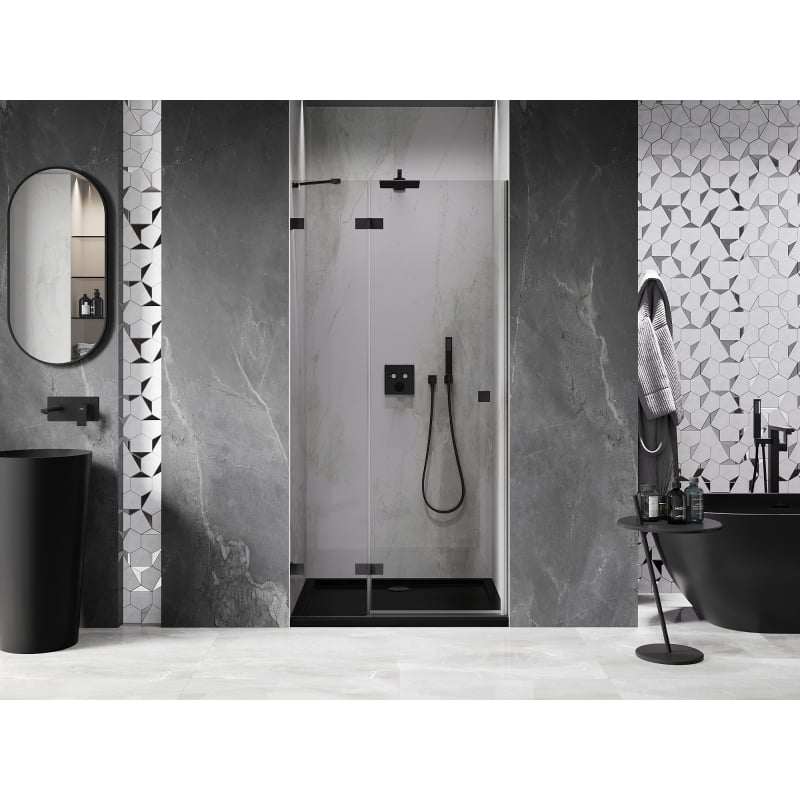 Mexen Lunar porte de douche pivotante gauche 80 cm, transparent, noir - 834-080-000-70-00-L