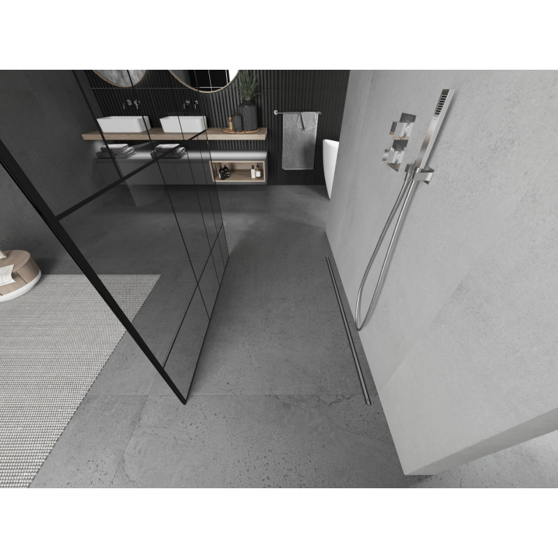 Mexen Kioto paroi de douche autoportante 110 x 200 cm, motif noir 8 mm, chrome - 800-110-002-01-78