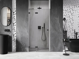Mexen Lunar porte de douche pivotante à gauche 85 cm, transparent, noir - 834-085-000-70-00-L