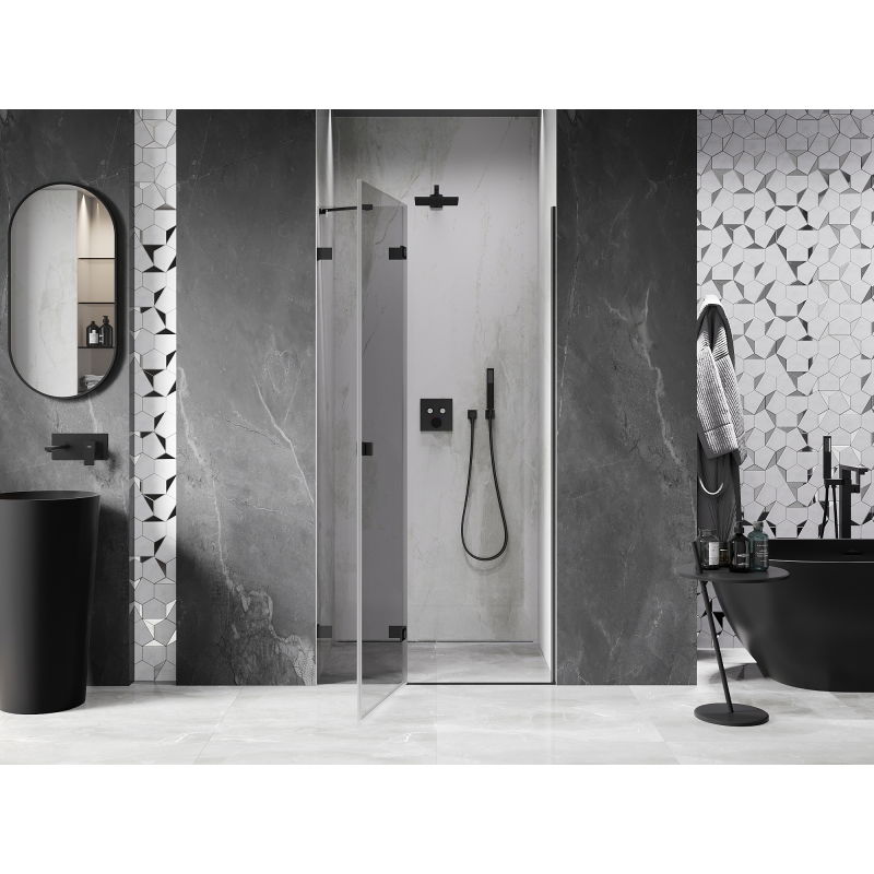 Mexen Lunar porte de douche pivotante gauche 100 cm, transparent, noir - 834-100-000-70-00-L