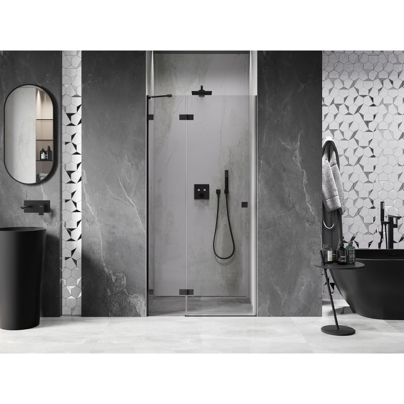 Mexen Lunar porte de douche pivotante gauche 110 cm, transparent, noir - 834-110-000-70-00-L