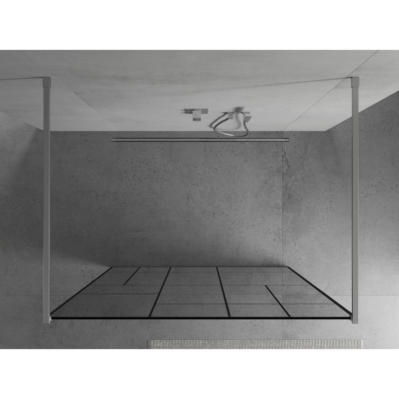 Mexen Kioto paroi de douche autoportante 130 x 200 cm, motif noir 8 mm, chrome - 800-130-002-01-78