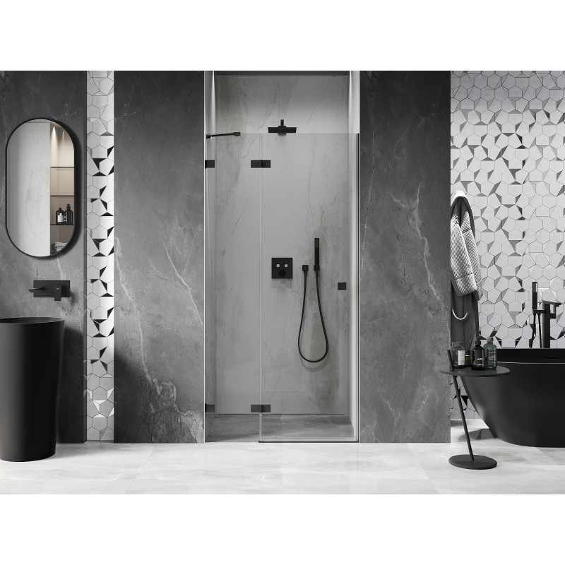 Mexen Lunar portes de douche battantes à gauche 120 cm, transparentes, noires - 834-120-000-70-00-L