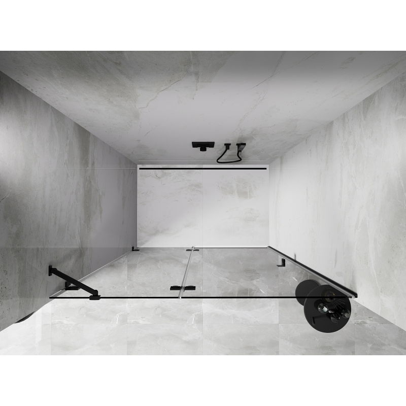 Mexen Lunar porte de douche pivotante gauche 130 cm, transparent, noir - 834-130-000-70-00-L