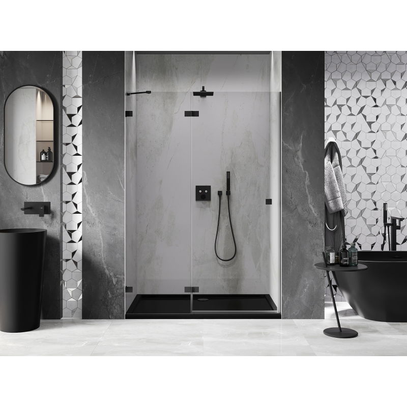 Mexen Lunar porte de douche pivotante gauche 135 cm, transparent, noir - 834-135-000-70-00-L
