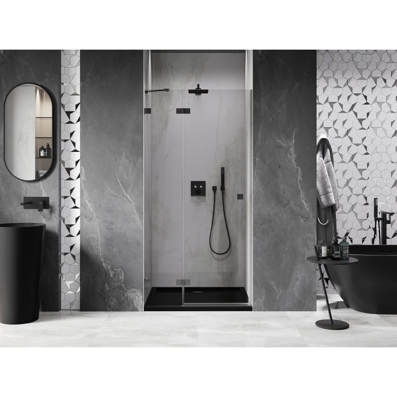 Mexen Lunar porte de douche pivotante gauche 70 cm, transparent, gun metal - 834-070-000-95-00-L
