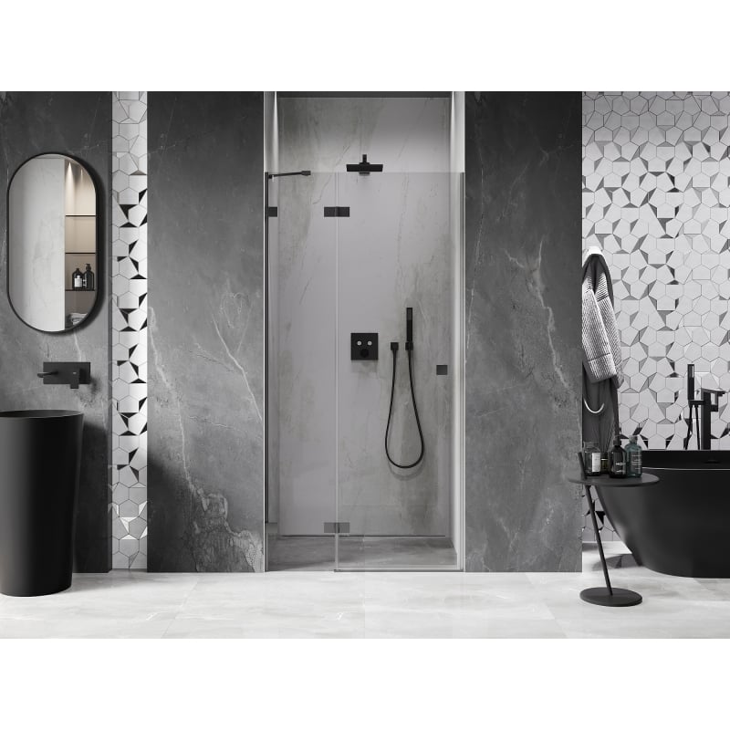 Mexen Lunar porte de douche pivotante gauche 70 cm, transparent, gun metal - 834-070-000-95-00-L