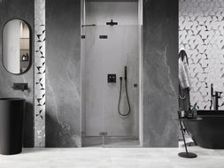 Mexen Lunar porte de douche pivotante gauche 75 cm, transparent, métal gun - 834-075-000-95-00-L