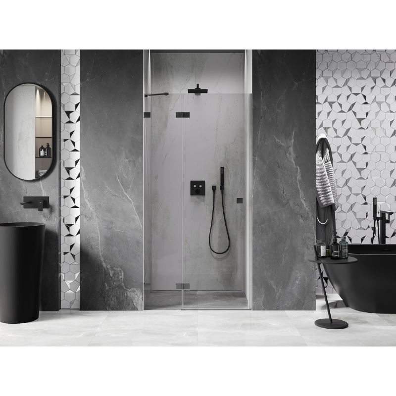 Mexen Lunar porte de douche pivotante gauche 85 cm, transparent, gun metal - 834-085-000-95-00-L