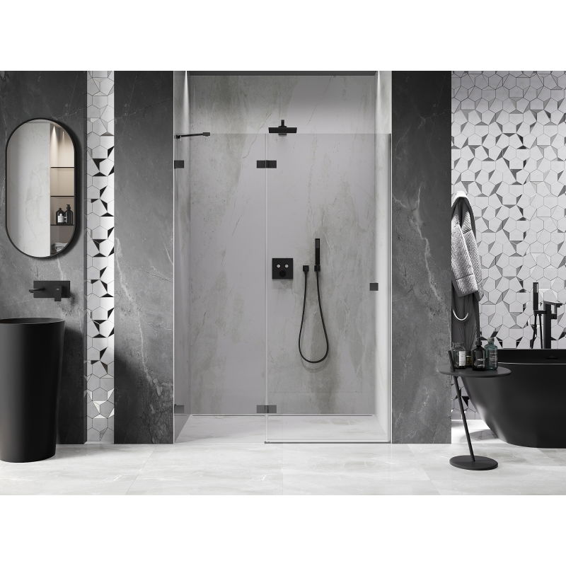 Mexen Lunar porte de douche pivotante gauche 130 cm, transparent, gun metal - 834-130-000-95-00-L