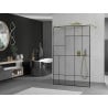 Mexen Kioto paroi de douche autoportante 130 x 200 cm, motif noir 8 mm, dorée - 800-130-002-50-78