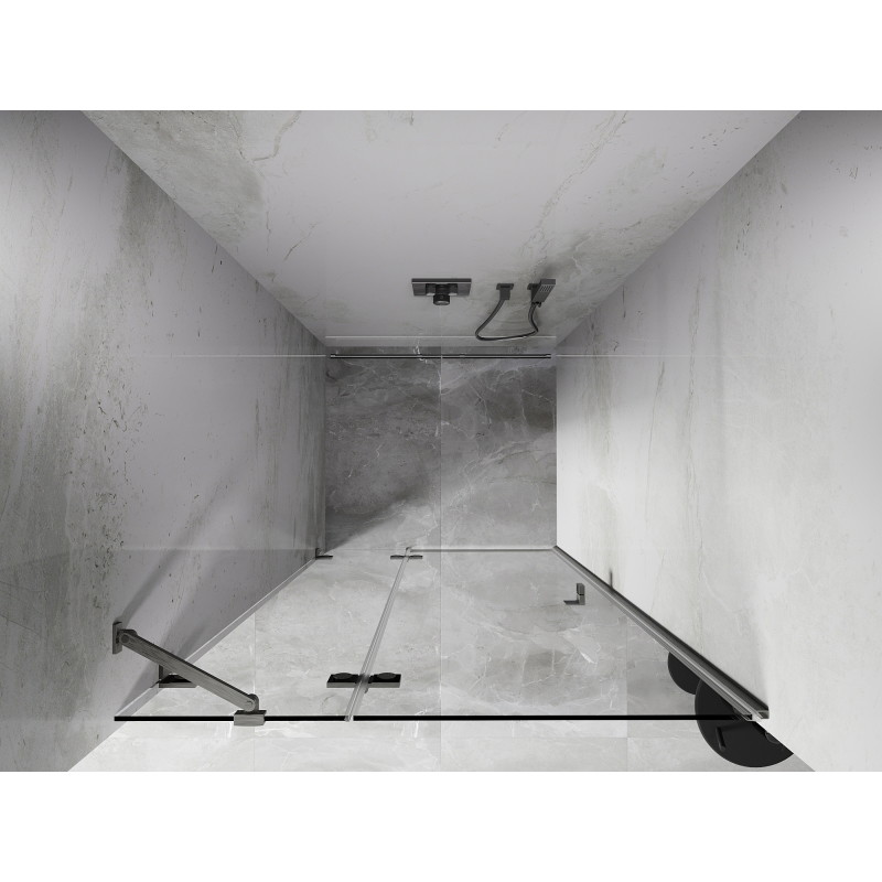 Mexen Lunar porte de douche pivotante gauche 80 cm, transparent, nickel brossé - 834-080-000-97-00-L
