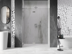 Mexen Lunar porte de douche pivotante gauche 135 cm, transparent, nickel brossé - 834-135-000-97-00-L