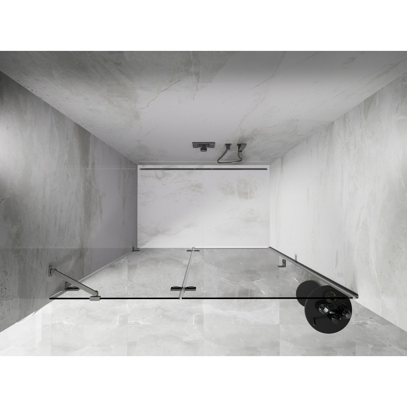 Mexen Lunar porte de douche pivotante gauche 135 cm, transparent, nickel brossé - 834-135-000-97-00-L