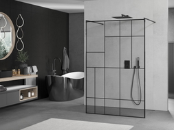 Mexen Kioto paroi de douche autoportante 110 x 200 cm, motif noir 8 mm, noir - 800-110-002-70-78