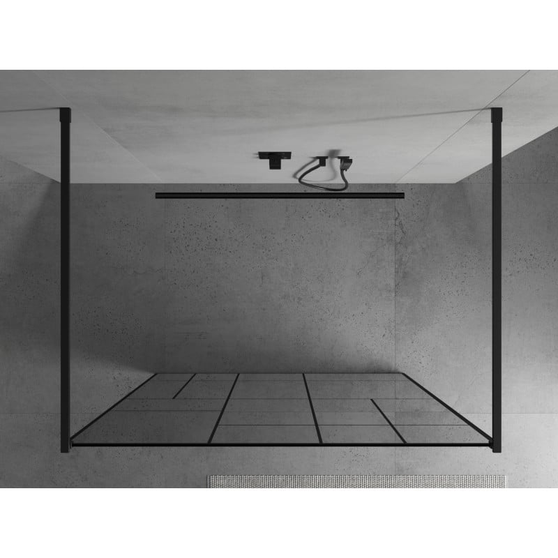 Mexen Kioto cloison de douche autoportante 110 x 200 cm, motif noir 8 mm, noir - 800-110-002-70-78