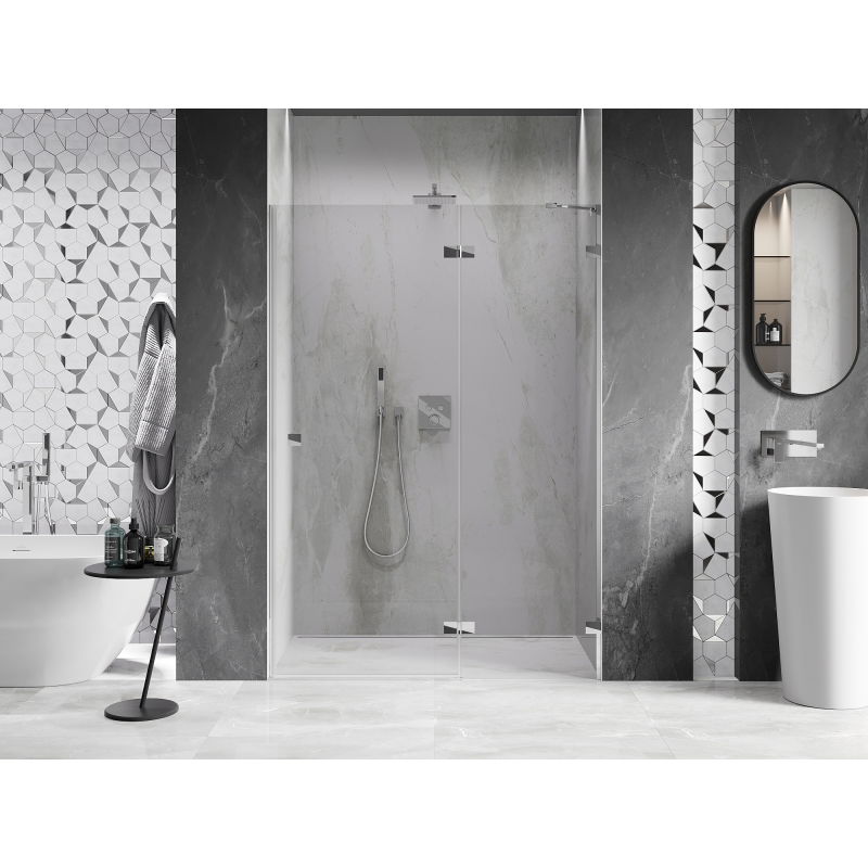 Mexen Lunar porte de douche battante droite 135 cm, transparent, chrome - 834-135-000-01-00-P