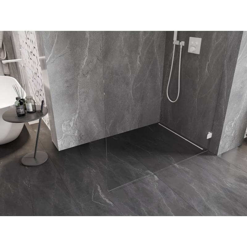 Mexen Lunar L paroi de douche Walk-in droite 80 x 200 cm, transparent 8 mm, blanc - 830L-080-000-20-00-P