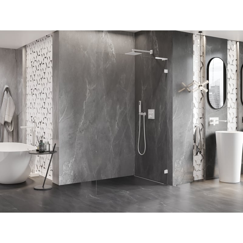 Mexen Lunar L paroi de douche Walk-in droite 80 x 200 cm, transparent 8 mm, blanc - 830L-080-000-20-00-P