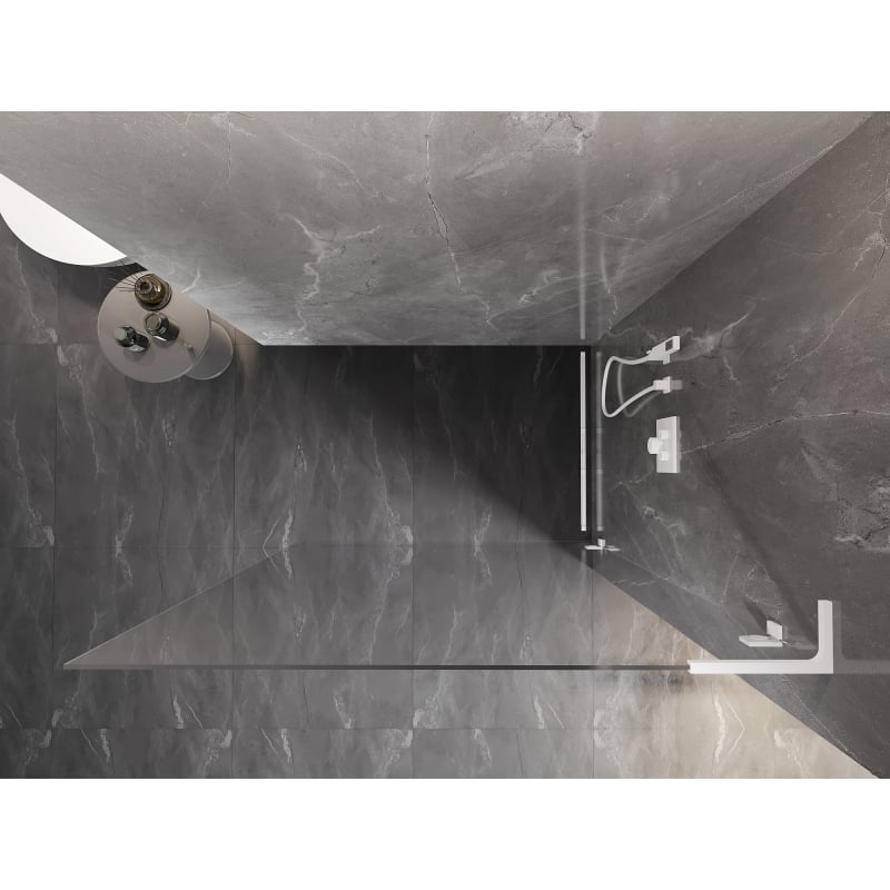Mexen Lunar L paroi de douche Walk-in droite 80 x 200 cm, transparent 8 mm, blanc - 830L-080-000-20-00-P