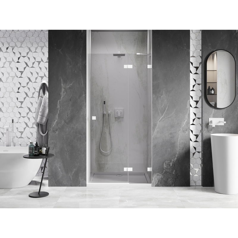 Mexen Lunar porte de douche battante droite 95 cm, transparent, blanc - 834-095-000-20-00-P